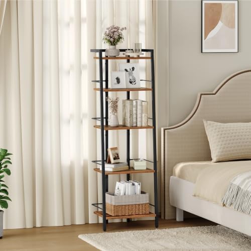 MAHANCRIS 5-Tier Book Shelf, Ladder Shelf, Bookcase, Ladder Shelving Unit