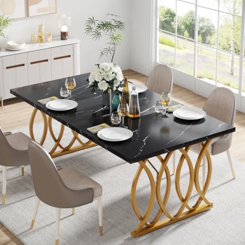 Tribesigns Modern Dining Table, 63" Large Kitchen Table for 4-6 People, ...
