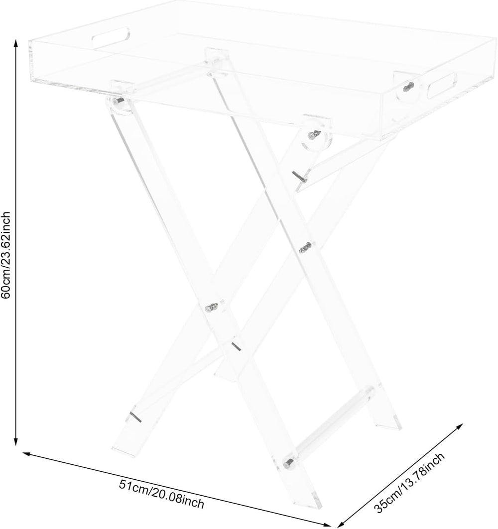 Clear Acrylic Folding Tray Table, Modern Side End Table with Handles,Kitchen ...