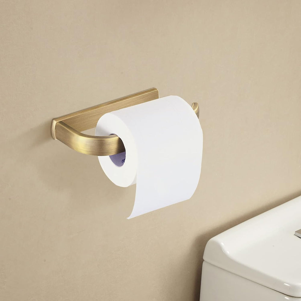 BigBig Home Antique Toilet Paper Holder Set, Brushed Brass Towel Holder for B...