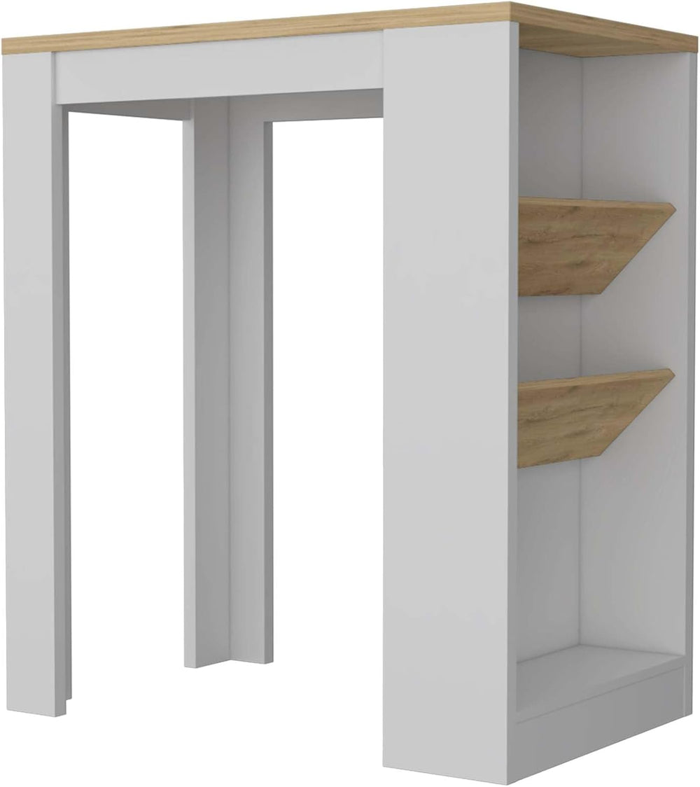Wine Storage Pedestal Kitchen Island White and Macadamia | Three-tier design ...