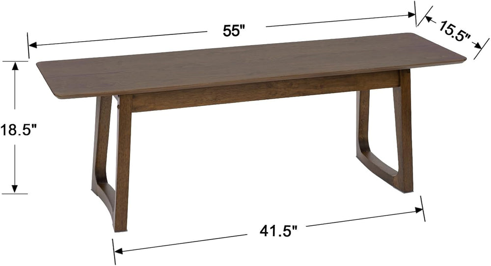 HNY Farmhouse Dining Bench, Solid Wooden Entryway Bench, 55 Inch Long Wooden ...