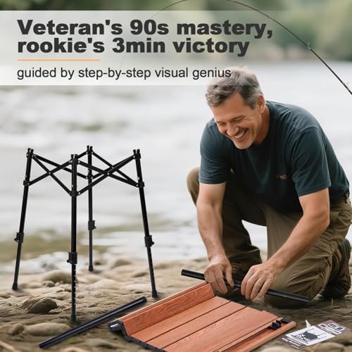 Odoland Portable Camping Table, Folding for Beach Outdoor Adjustable Height |...