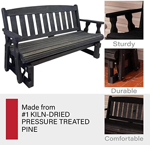 Amish Casual Heavy Duty 800 Lb Mission Pressure Treated Porch Glider (4 Foot,...
