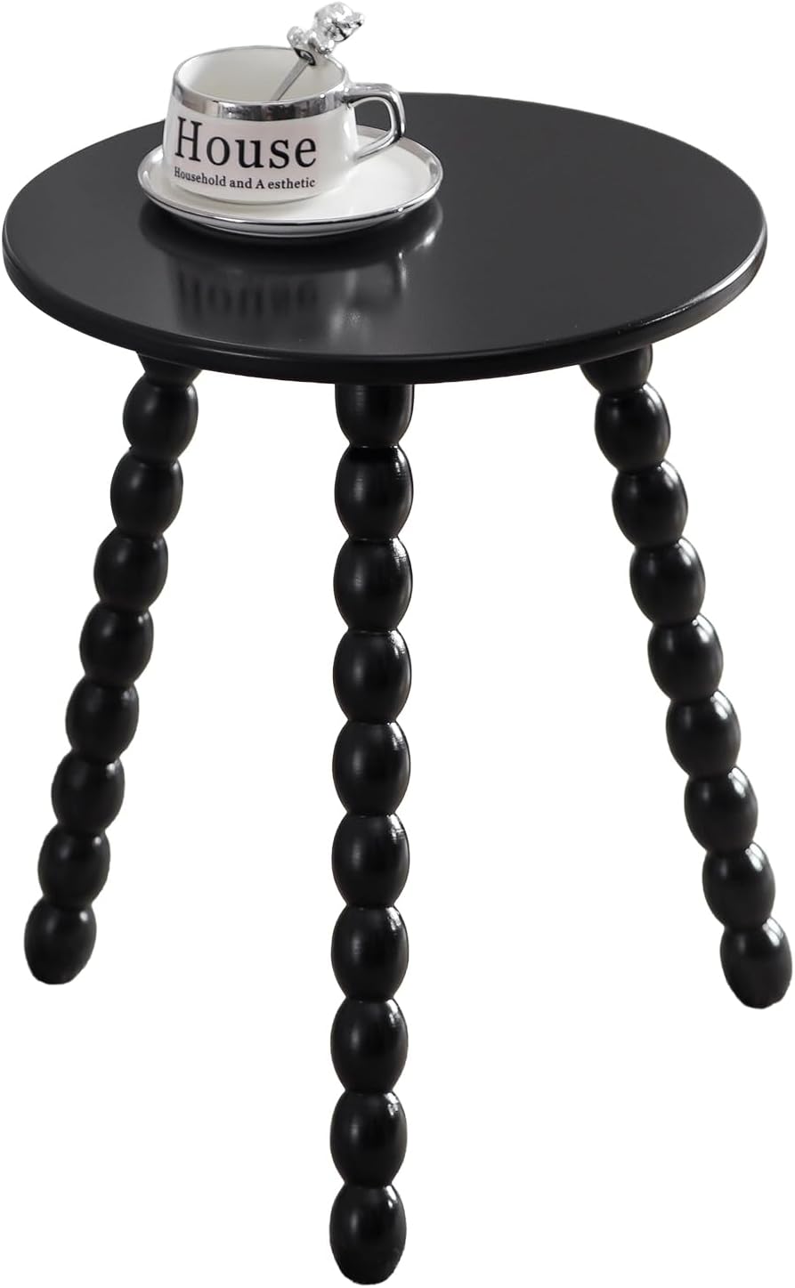 Round Side Table, Solid Wood Small End Table for Small Space, Accent Table Ni...