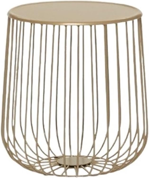 Round Side Table with Storage Shelf, Industrial Accent Furniture with Steel F...
