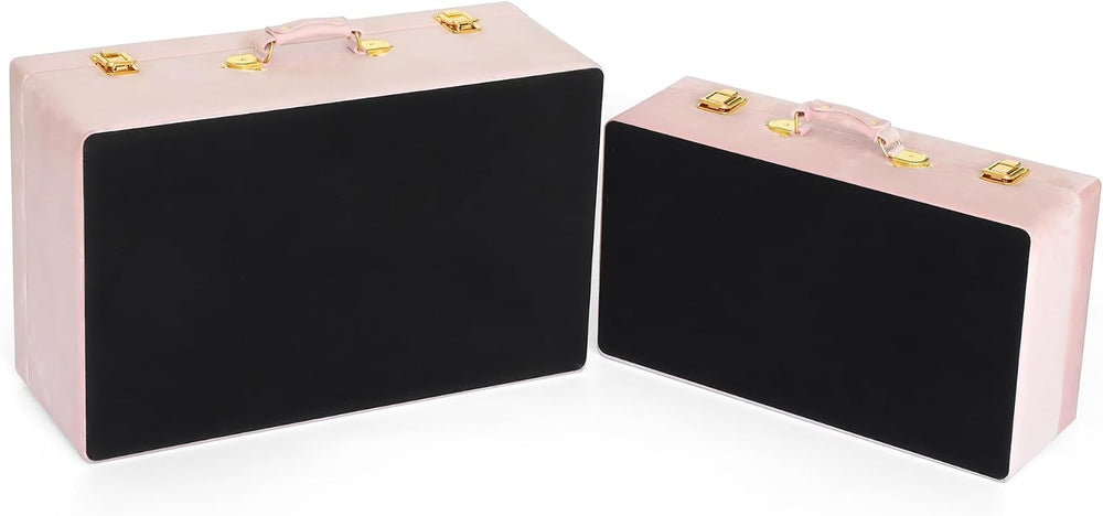 HofferRuffer Velvet Storage Trunks with Wood Frame, Set of 2 Storage Chests w...