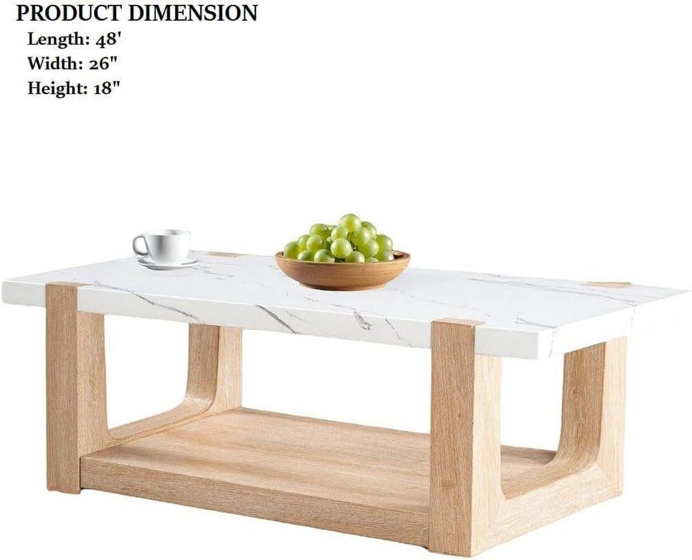 Modern Contemporary 3 Piece Table Set, Faux Marble Top Coffee Table End Table...