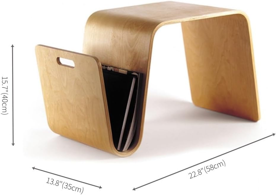 N-Shaped End Table Side Table with Handle and Magazine Rack Wood Small Tables...