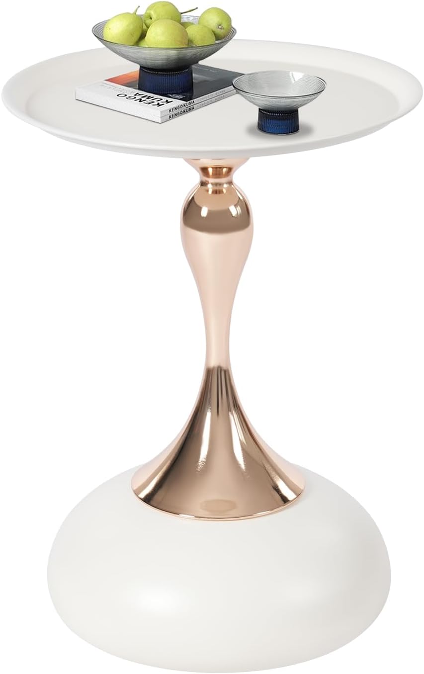 Xuthusman Round Side Table,Metal End Table with Mermaid Pillar Modern Nightst...