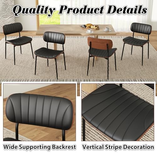 HENGJIANYI Bentwood Dining Chairs Set of 2, Modern PU Leather Dining Room Cha...