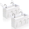 2Pcs Beside Caddy Storage Organizer, Hanging Bag Holder with Pockets for Bedroom, Loft Bed Tent, Bed Curtain, Top Bunk bed Shelf Accessories Bedside Caddy 3-pocket (White-2pcs)