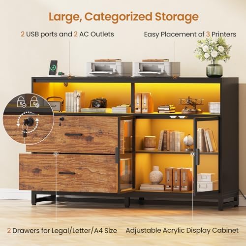 SEDETA 59" Filing Cabinet with Lock Drawers fits Legal Size for Home Off...