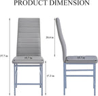 PU Dining Chairs Set of 4, Modern Kitchen & Dining Room Chairs Faux Leather Upholstered Dinner Chairs with Metal Legs for Small Space (Gray, Crossbar)