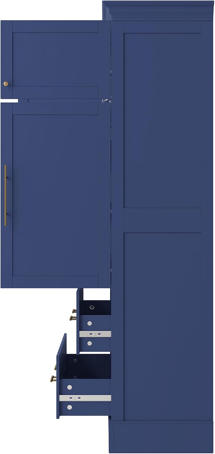 Polibi Farmhouse Freestanding Kitchen Pantry Cabinet, 40" Wide 4-Door St...