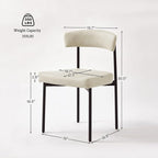 Beige Faux Leather Dining Chairs Set of 2, Armless Upholstered Kitchen Chair,Modern Dining Room Chair with Curved Backrest