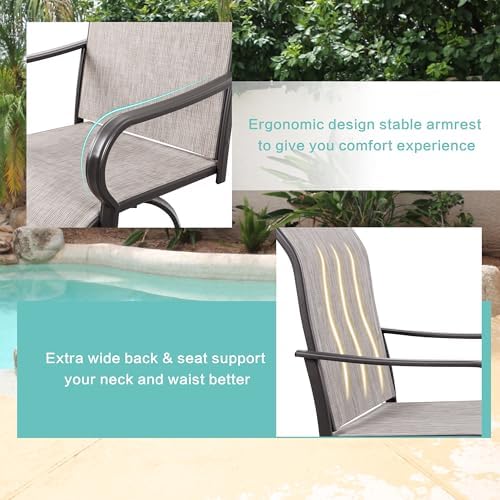 Vongrasig 2 Piece Patio Swivel Bar Chairs, All Weather Metal Textile High Swi...