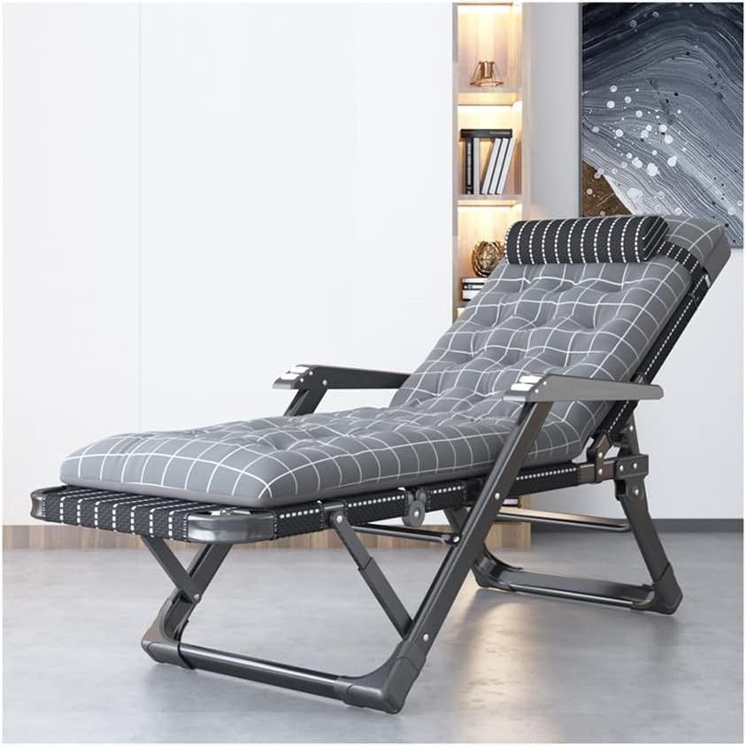 Folding Chaise Lounge Chair for Outside Beach Sunbathing Patio Pool Lawn Deck Lay Flat Adjustable 5-Position(B)