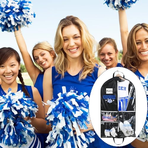 40" Cheer Uniform Garment Bag Cheerleading, Black,Blue | Waterproof Hanging Storage, 5 Pockets to Organize Accessories, Side Zip Travel Bag,Cheer Mom Gift ,Cheer Competitions