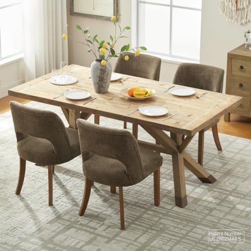 VKNOW Dining Chairs Set of 2, Fabric Dining Chairs, Brown