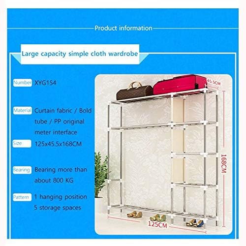 Simple Wardrobe Reinforced Thicken Cloth Sturdy Steel Frame Assembly Oxford L...