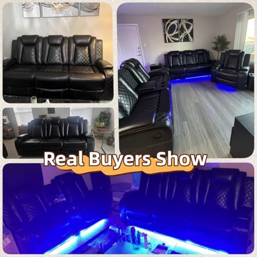 Power Recliner Sofa Set, Breathing Leather Reclining Couch Set, 3 Piece Livin...