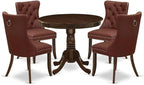 East West Furniture ANDA5-AWA-26 5 Piece Kitchen Table Set Includes a Round Dining Table with Pedestal and 4 Polyester Fabric Upholstered Parson Chairs, 36x36 Inch, Antique Walnut
