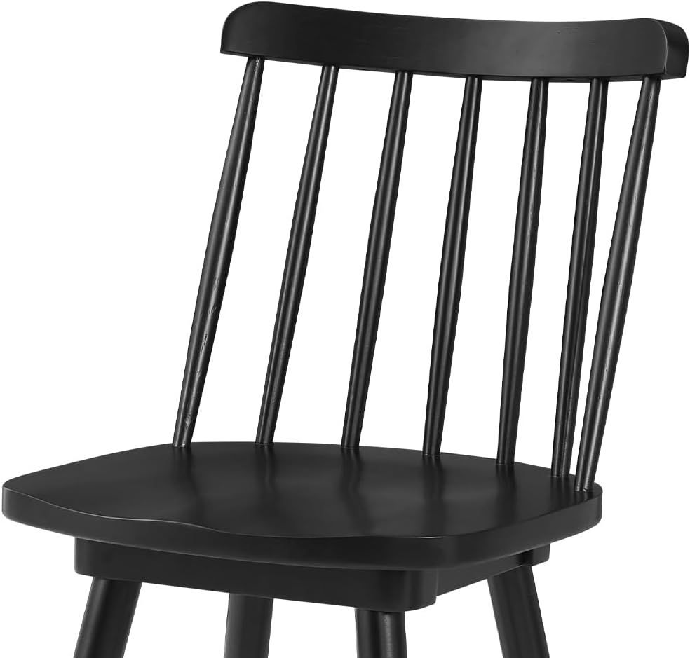 LUE BONA 360° Swivel Bar Stools Set of 3, Black Windsor Barstools, Counter He...