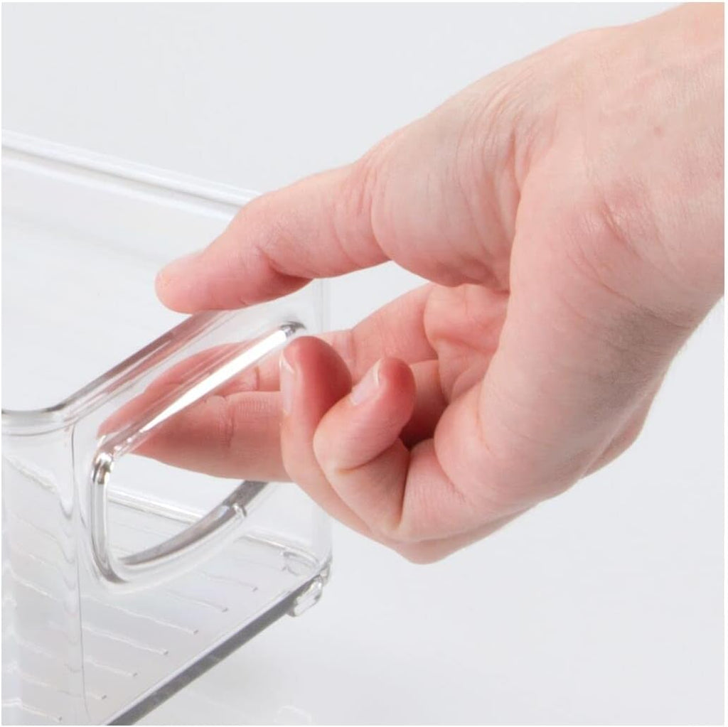 mDesign Small Plastic Nursery Storage Container Bins with Handles for Organization in Cabinet, Closet or Cubby Shelves - Organizer for Baby Food, Bibs, Formula - Ligne Collection - 2 Pack - Clear
