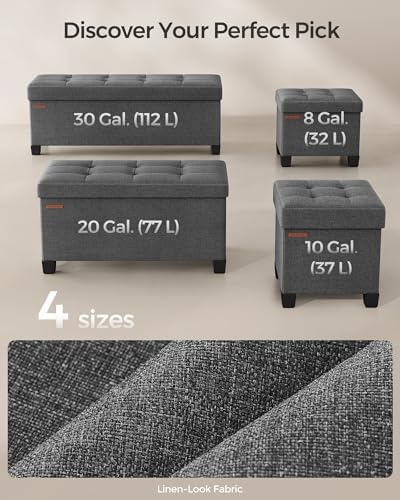 SONGMICS Storage Ottoman Bench, Foldable Foot Rest with Legs | End of Bed Ben...
