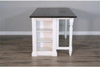 Pemberly Row 71.5" x 38" Farmhouse Wood Kitchen Island with Adjustable Shelves, Ample Storage Space, in White & Dark Brown Finish