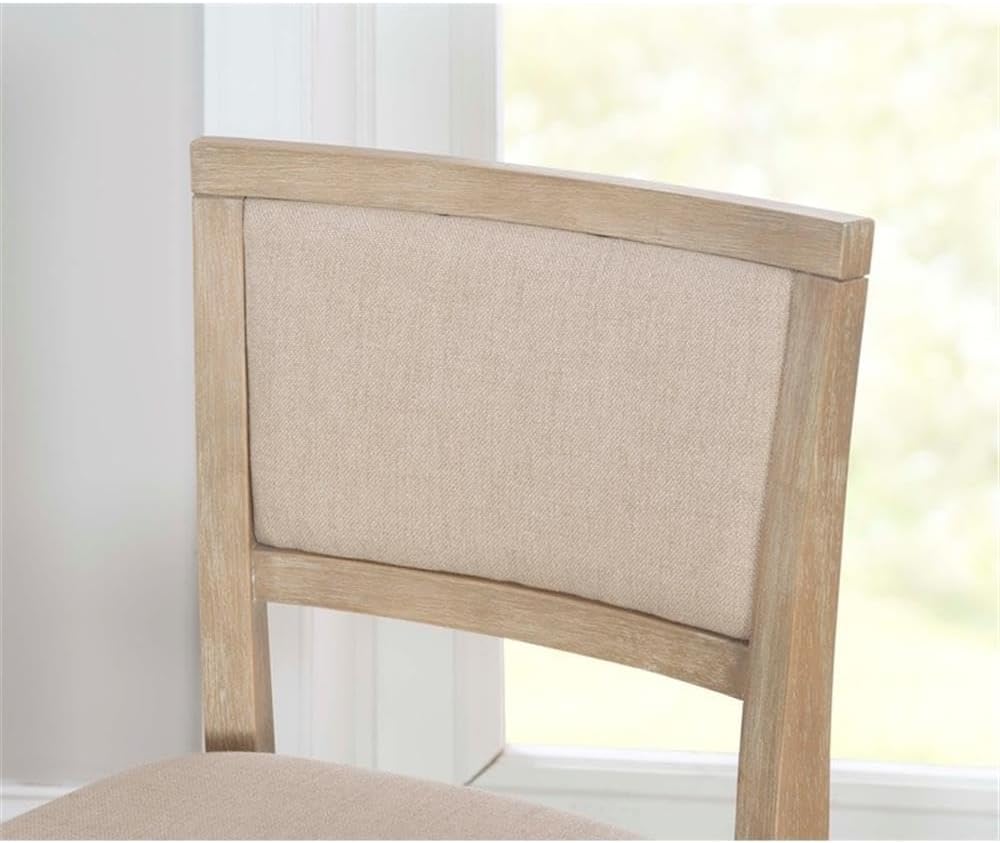 Pemberly Row Folding Counter Stool, Solid Wood Construction, Graywash Finish, Fabric Padded Back and Seat, 37 in Tall, 17 x 20 in Dimensions, Fully Assembled, Easy Storage, Extra Seating for Kitchen