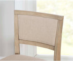 Pemberly Row Folding Counter Stool, Solid Wood Construction, Graywash Finish, Fabric Padded Back and Seat, 37 in Tall, 17 x 20 in Dimensions, Fully Assembled, Easy Storage, Extra Seating for Kitchen