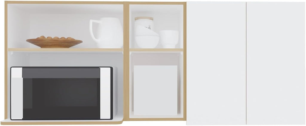 Mid-Century Wall Cabinet, Farmhouse Locker with 2 Doors and 4 Shelves,for Kitchen Home