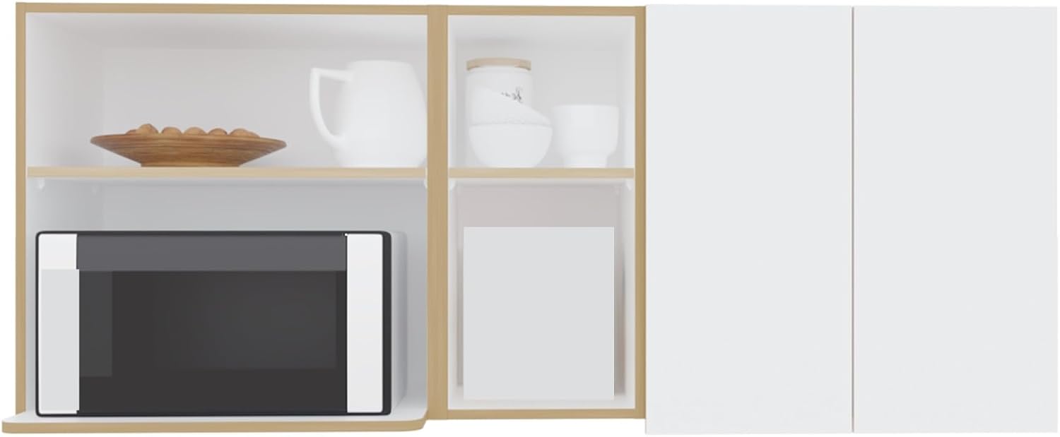 Mid-Century Wall Cabinet, Farmhouse Locker with 2 Doors and 4 Shelves,for Kitchen Home