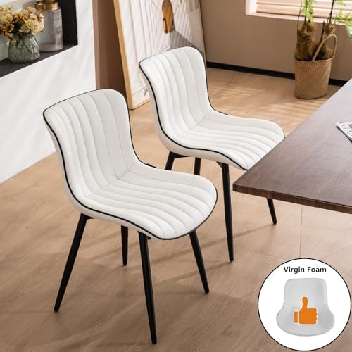 YOUNUOKE Dining Chairs Set of 2 Mid-Century Modern Kitchen Chairs White