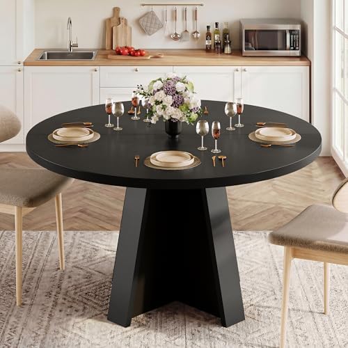 iPormis 47 Inches Round Dining Table for 4-6 People, Modern Wooden Kitchen Ta...