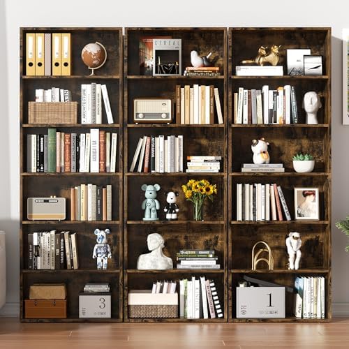 Shintenchi Bookshelf,6-Tier Open Bookcase and Bookshelves,6 Shelf Display Sto...