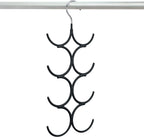 Yizhi Scarf Hanger Organizer Holder, No Snag Belt Rack Tie Hanger Sturdy 8 Hook Space Saving Closet Accessory Organizer for Scarves, Ties, Belts, Shawls, Pashminas and Jewelry (1, Black)