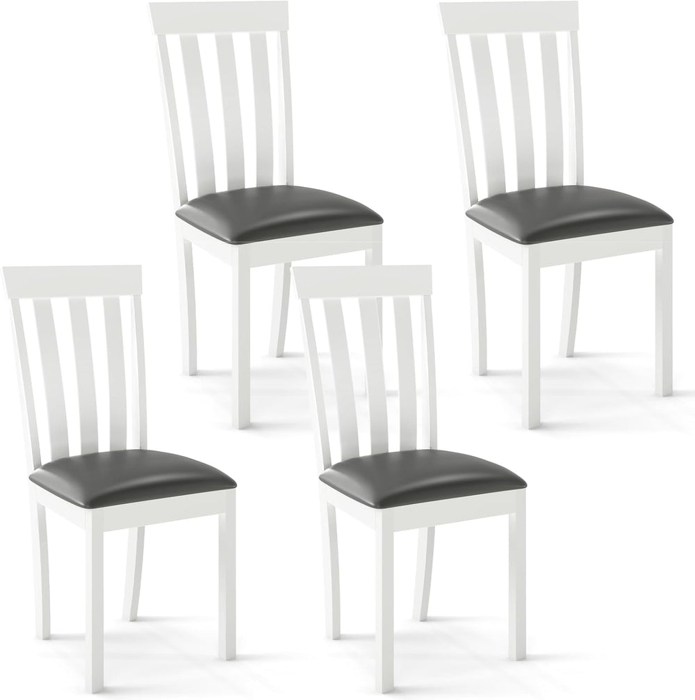 GOFLAME Wood Dining Chairs Set of 4, Upholstered Faux Leather Kitchen Side Ch...
