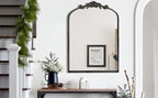 WAMIRRO Ornate Black Mirror,Vintage Arched Baroque Antique Mirorrs for Living Room Hallway Fireplace Bathroom Entryway 24"X36"
