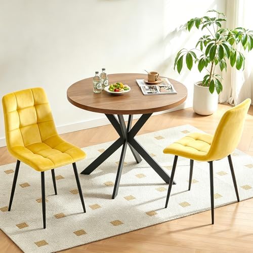Homedot Small Dining Table Set for 2,37-in Round Kitchen Table Chairs Set Spa...