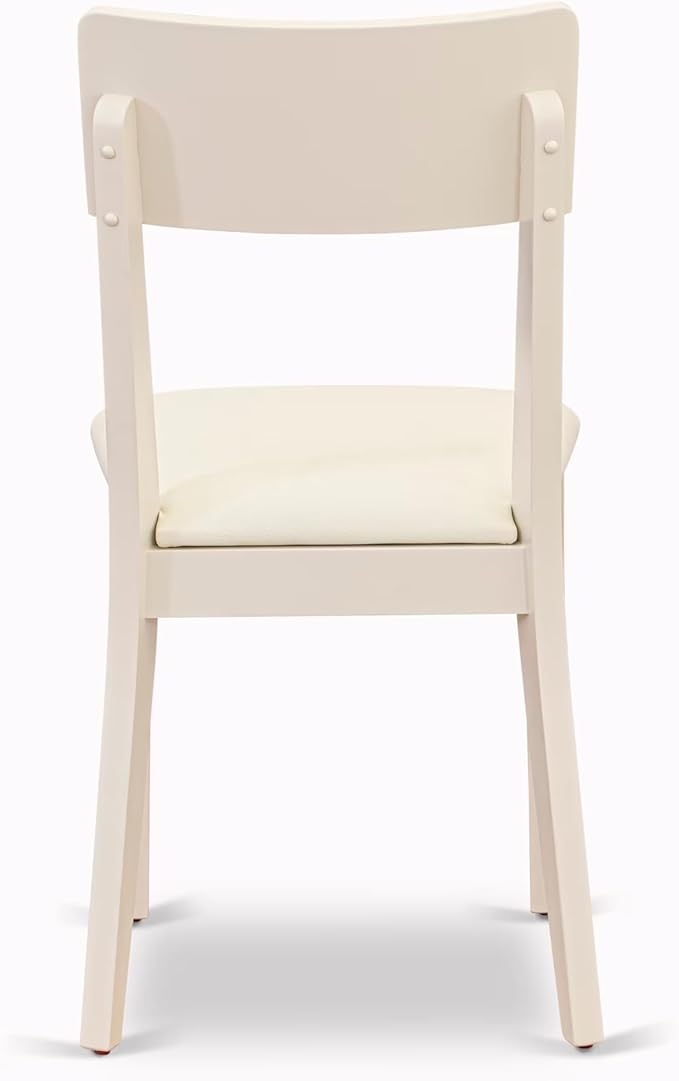 East West Furniture CAAD5C-LWH-LC 5 Piece Kitchen Table Set for 4 Includes a Rectangle Dining Room Table and 2 Faux Leather Dining Chairs with 2 Benches, 36x60 Inch, Linen White