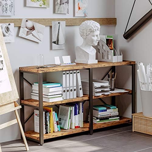 IRONCK Console Table, 3-Tier 55 in Entryway Table, Vintage Brown | Engineered...