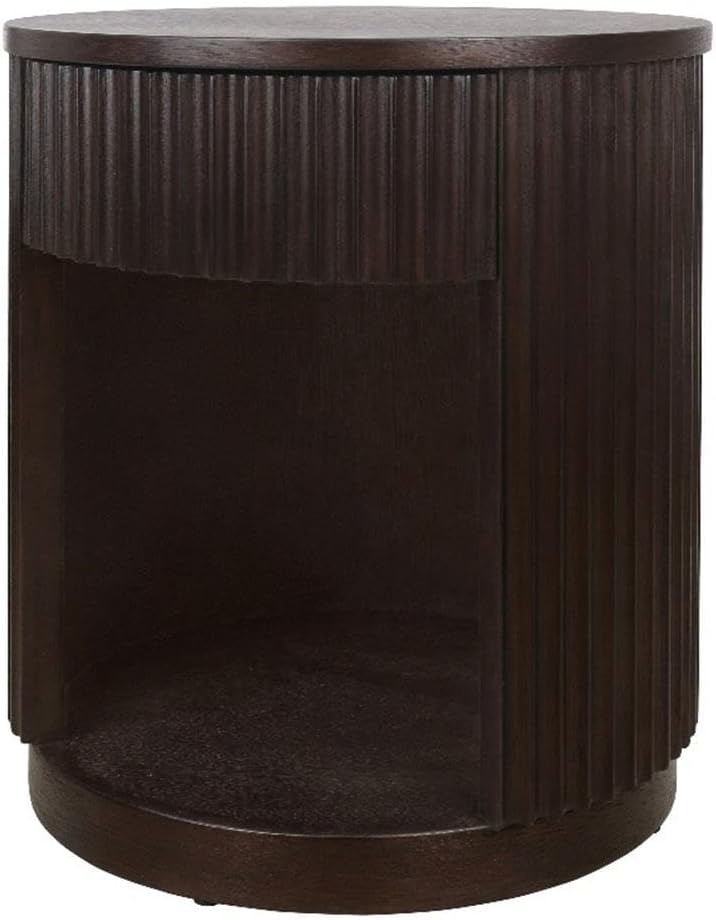 NPD Furniture Truro 19-Inch Round Accent Table with Storage Shelf, 2-Tier Sid...