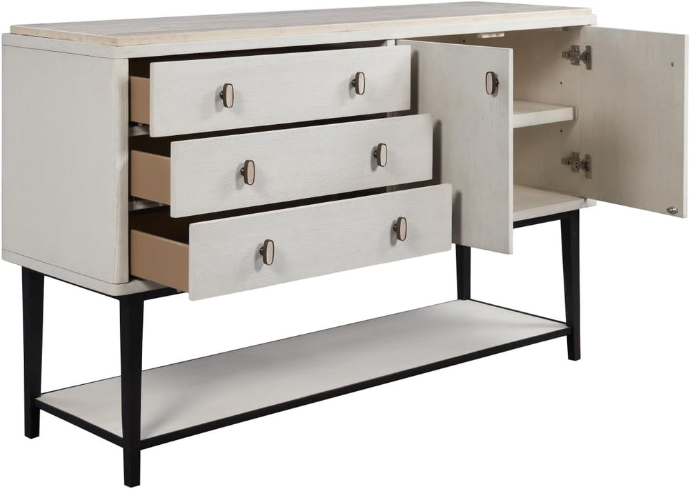 White Server with Metal Base, Solid Wood+MDF, Buffets and Sideboards | Modern...