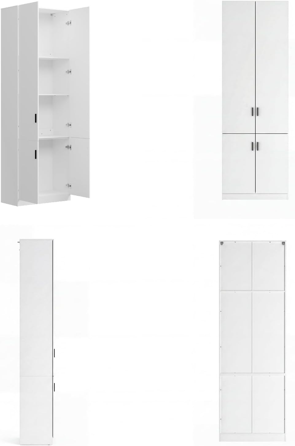 AGOTENI 94.5”H Tall Kitchen Pantry Cabinet with 4 Doors & 4 Shelves, Mode...