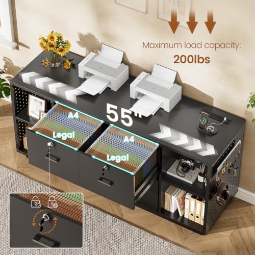 SEDETA 55" File Cabinet with Lock, Large 3 Drawers Filing Cabinets for H...