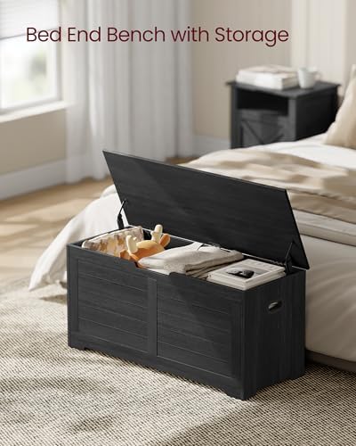 VASAGLE Storage Chest, 39.4 Inches Width Bench with 2 Safety Hinges | Farmhou...
