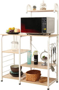 soges Microwave Cart Coffee Station, Kitchen Bakers Rack, Utility Microwave Oven Stand Storage Cart, Workstation Shelf, White Oak 172-MO